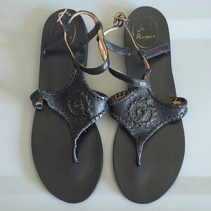 Jack Rogers Soft Black Leather Boho Sandals 9.5